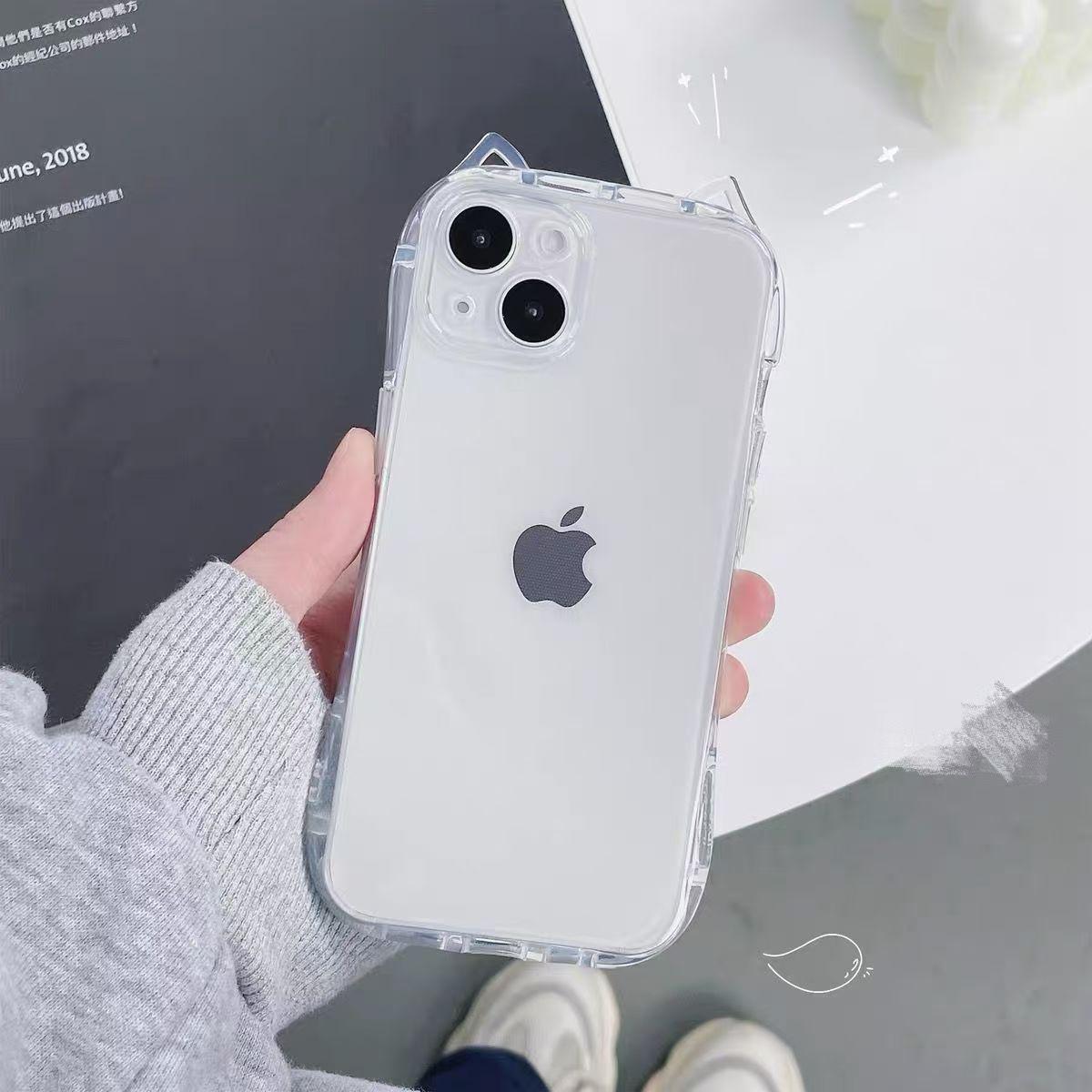 

Transparent Cat Ears Case for iPhone 13, 14, 15Pro, 16, 16Pro, 16 Pro Max 13
