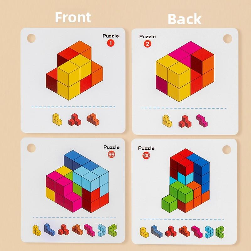 Wooden Geometric Brain Teaser Blocks For Kids Educational Toy