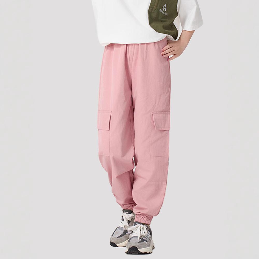 Spring & Autumn Kids' Mosquito-Proof Cargo Pants – Girls' Solid Color Casual Wear