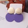 9Colors Double Round Wafer Drop Earrings for Women European American Colorful Geometry Metal Hyperbole Brincos Party Jewelry