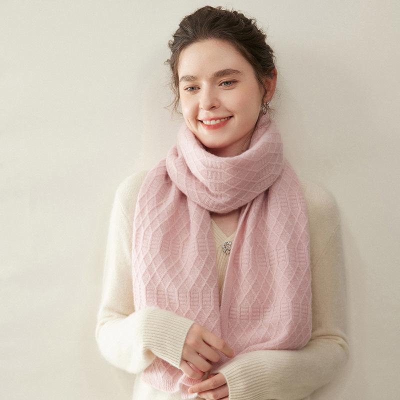 Women's 100% Pure Cashmere Scarf: Versatile, Warm, Solid Color for Autumn/Winter