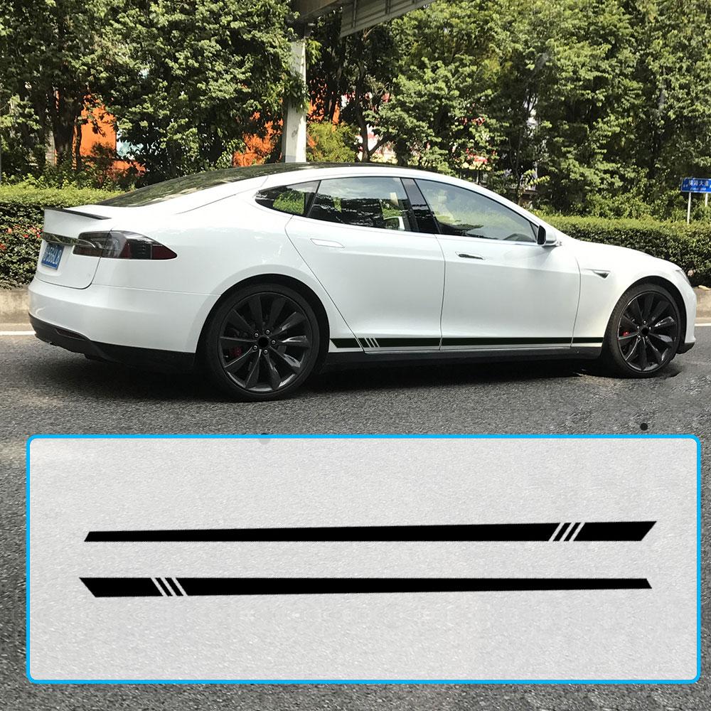2Pcs Car Stripe Style Side Car Both Body Stickers Decal Car Wrap Vinyl Film Automobiles Products Universal Stickers Accessories