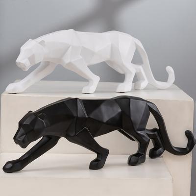 Panther Statue Animal Figurine Abstract Geometric Style Resin Leopard Sculpture Home Office Desktop Decoration Crafts