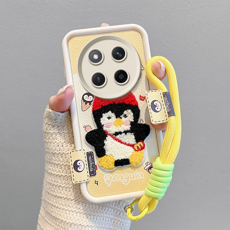 KEYSION Cartoon Cute Plush Embroidery Case for HONOR X9c 5G with Lanyard Shockproof Phone Cover for Huawei Honor Magic 7 Lite 5G