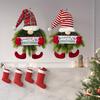 Yousheng Lighted Christmas Gnome Wreath Artificial Pine Spruce Wreath for Front Door Swedish Tomte Hanging Sign for Xmas Porch Indoor Outdoor Home