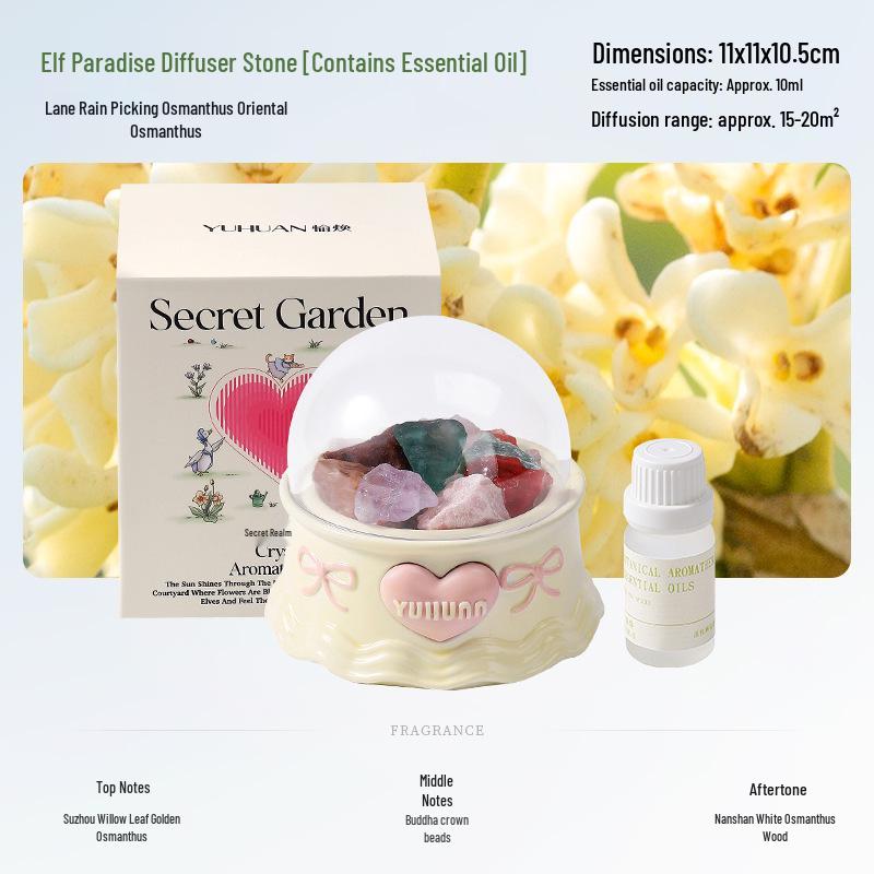 Aroma Diffuser Stone Gift Box for Girls - Crystal Ornament with Essential Oil Fragrance, Long-lasting Light Scent