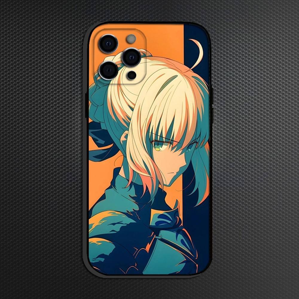 Fate Zero Stay Night Saber  Phone Case For iPhone 16,15,14,13,12,11 Plus,Pro Max, Soft Silicone Black Cover