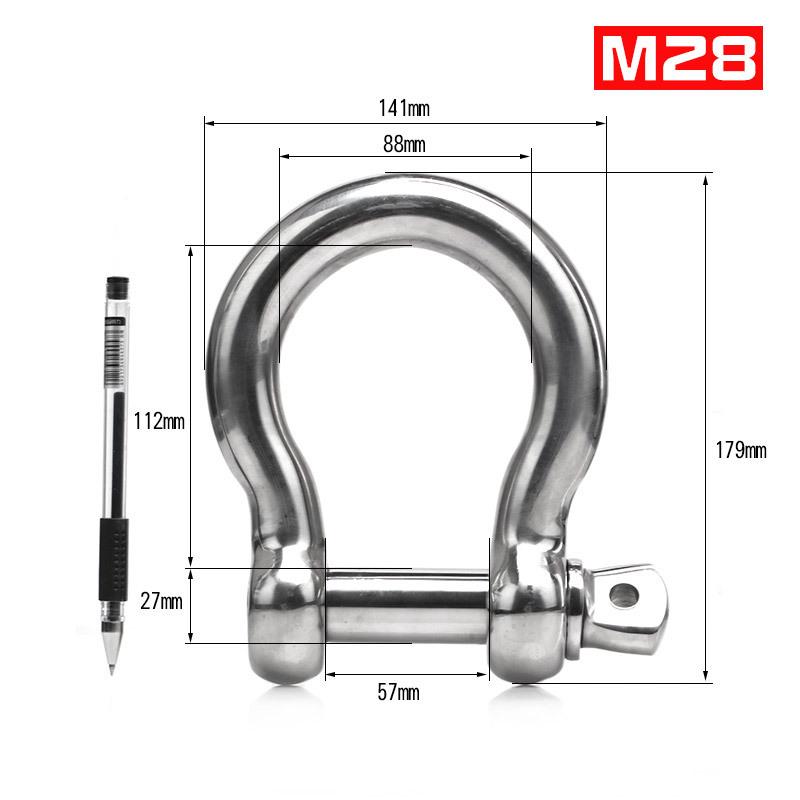 304 Stainless Steel Bow Shackle - Tow Hook, Marine Rope Ring, Chain Lifting Rigging Connector