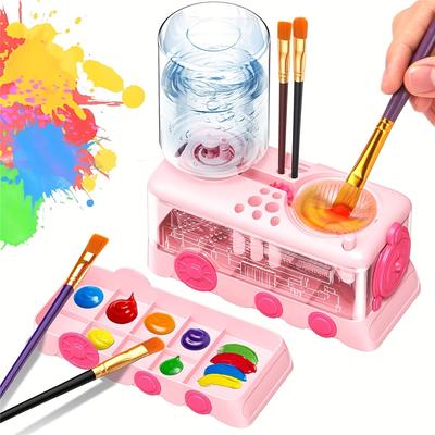Kit de fournitures d'art 5-en-1 avec roue à eau, porte-pinceaux et palette - Ensemble de peinture à l'aquarelle et à l'acrylique pour adultes et étudiants