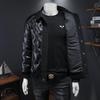2024 Winter European Style Men's Casual Lapel PU Leather Down Jacket