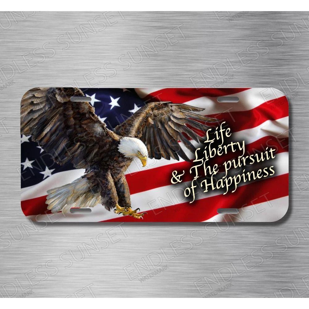 

Patriotic Metal Sign American Eagle Flag Life Liberty Happiness Decor 30x15 cm