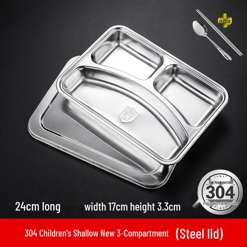 Stainless Steel Divided Meal Tray with Lid