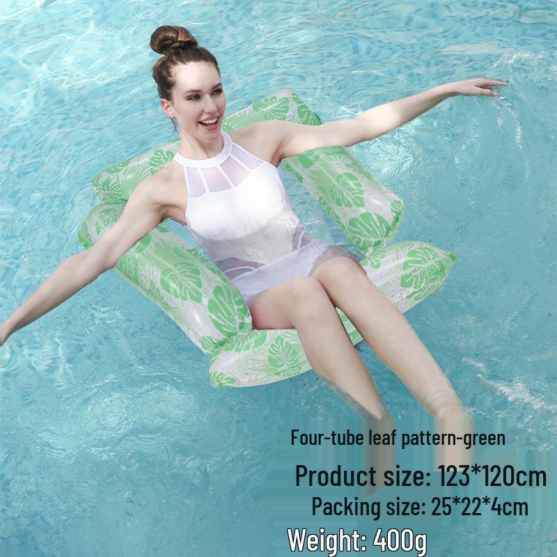 Inflatable PVC Float Recliner: Foldable Striped Swimming Bed