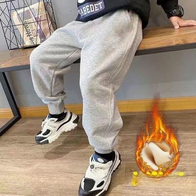 Boys Thick Padded Pants Winter Autumn Big Kids Plus Velvet Warm Trousers Children Cotton Long Pants Casual Trousers 3-10 Years