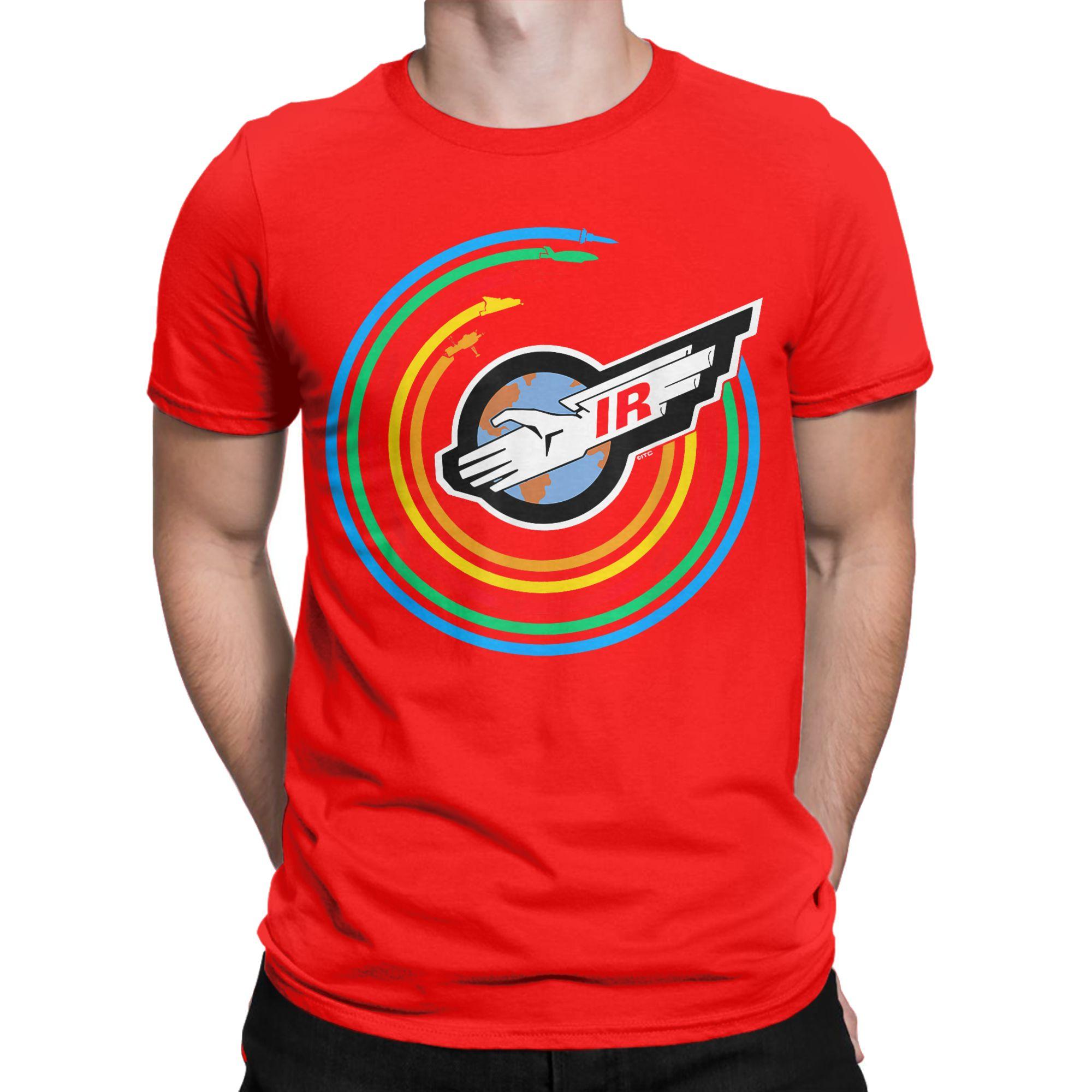 

Футболки с логотипом Thunderbirds International Rescue для мужчин, цвет радужный, оригинальные хлопковые футболки с коротким рукавом, больших размеров S