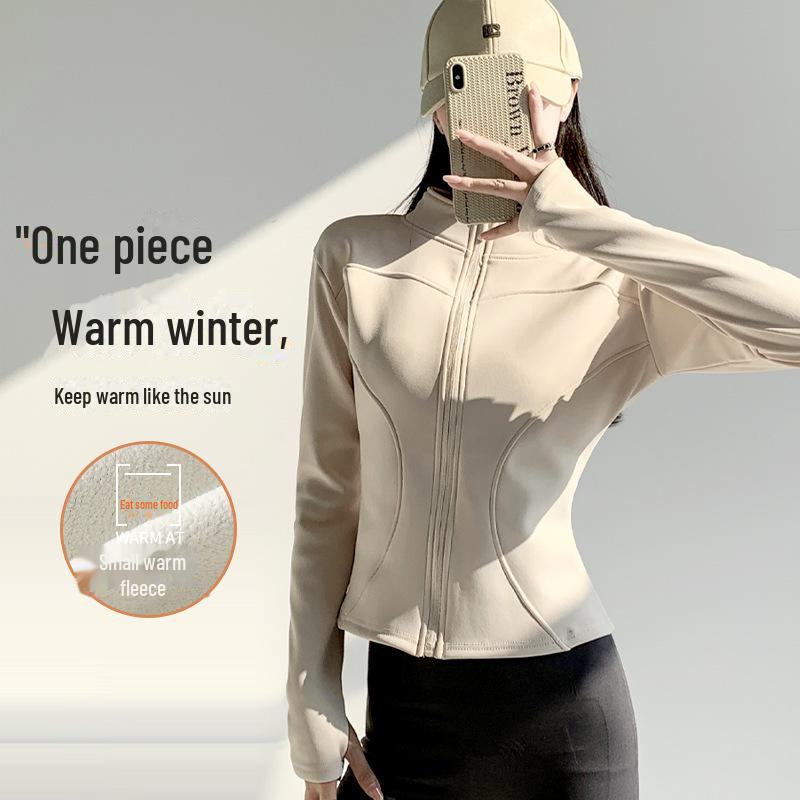 Damen H115 Yoga Jacke: Herbst/Winter Laufen & Radfahren Slim Fit mit Samt, durchgehender Reißverschluss, lange Ärmel