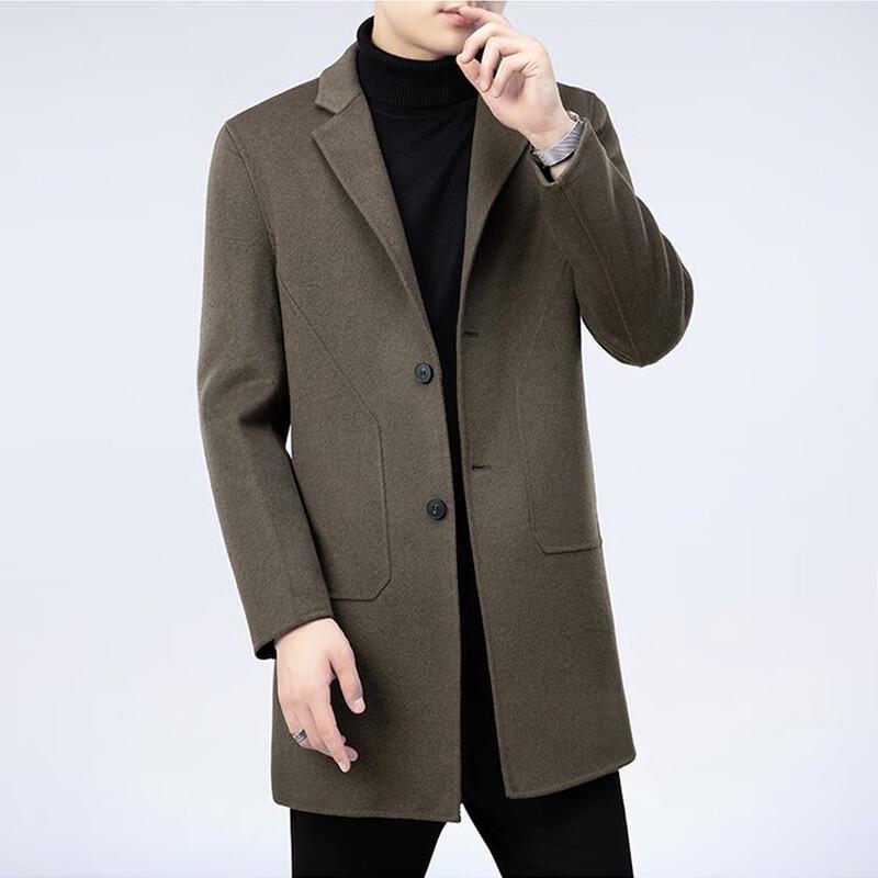 Firstview Men's Mid-Length Double-Faced Wool Lapel Coat