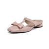 Korean Silver Slippers Women's Summer Wear New French Retro One-word Sandals Holiday Seaside Beach Flat Sandals