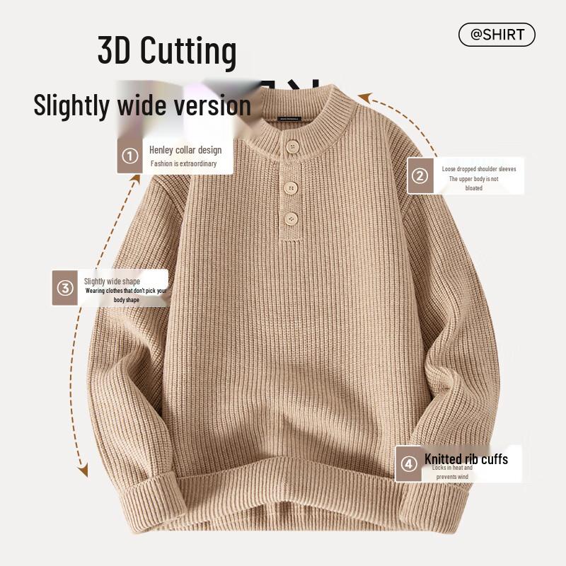 Mark Fairwhale Men's Henley Neck Knit Sweater
