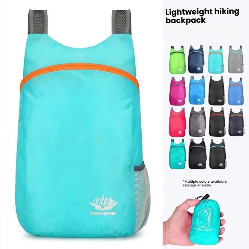 Portable and foldable backpack. Foldable ultra-light outdoor folding backpack. Travel, sports and daily use bag. For men and women.