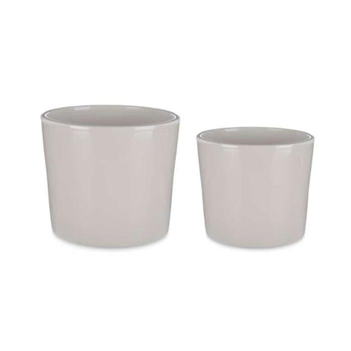 Set de Pots - Ibergarden - Ø 22 cm et Ø 27 cm - Gris Argile - 2 Pièces - Terre Cuite