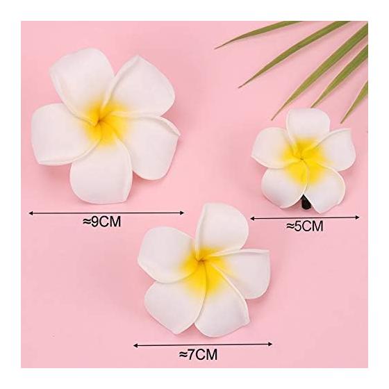Yesallwas Hair Clips Pins Plumeria Artificial Flowers 5cm Set of 20 Flowers Only White Hair Clips Pins Plumeria Hair Accessories Floral DIY Handmade