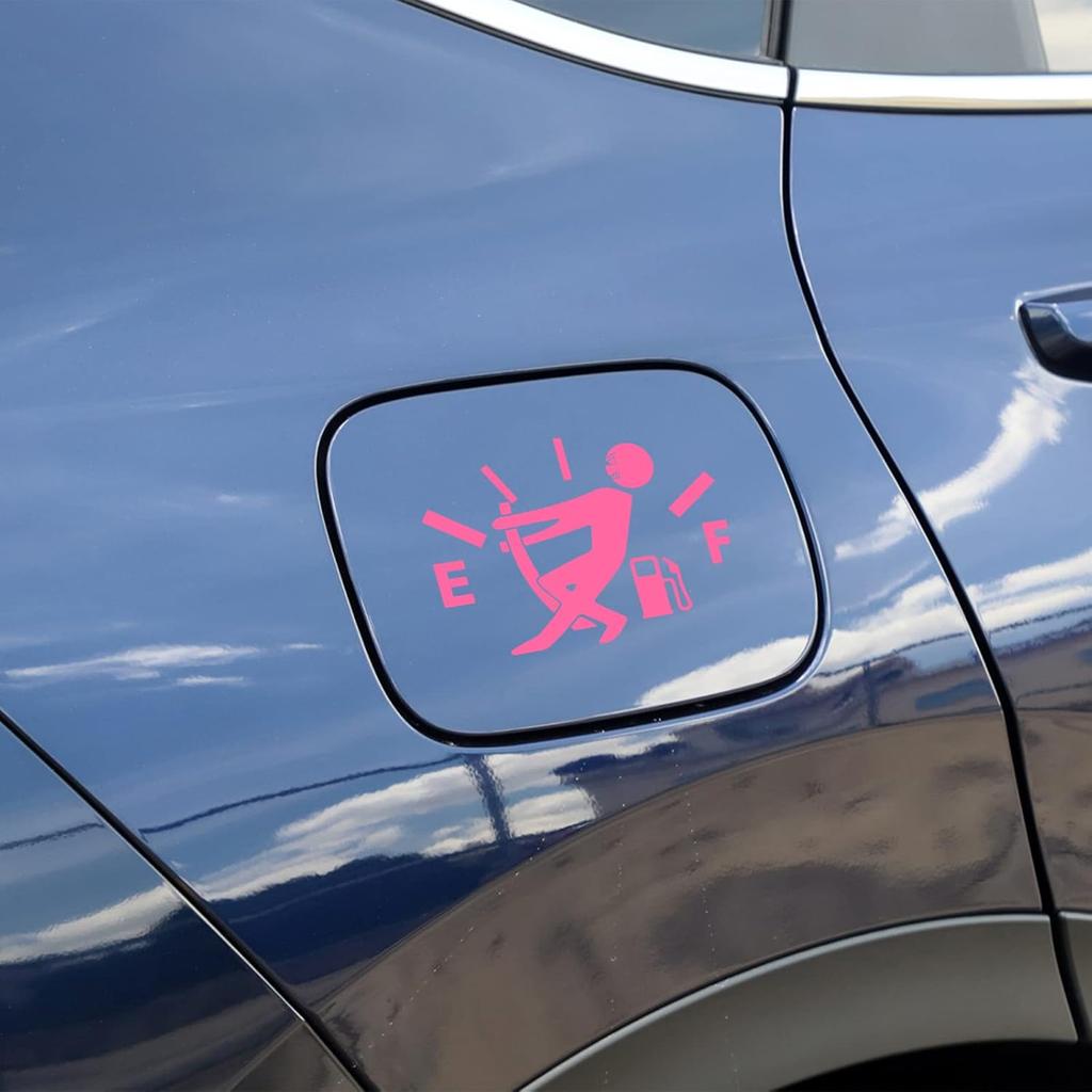 Fuel Tank Cover Personality Funny Fuel Explosion Meter Personality Reflective Car Stickers (Pink)