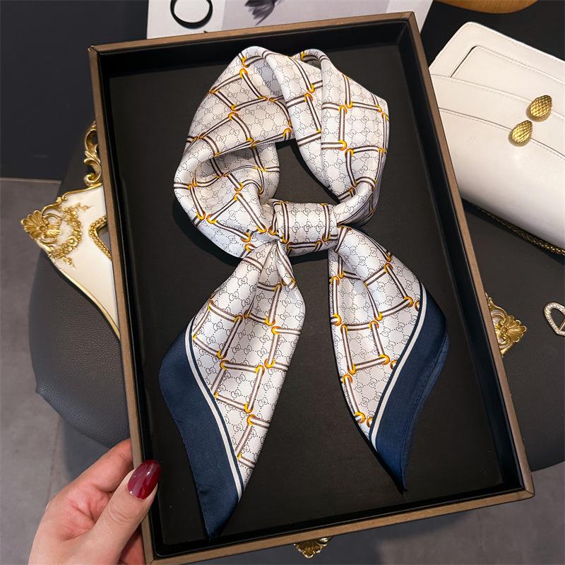 Women's 70cm Leopard Print Silk Scarf - Versatile Square Scarf for Professional and Casual Wear