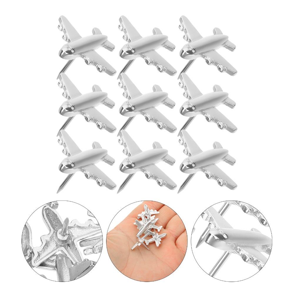 

Silver Color Airplane Thumb Tacks Thumb Tacks Decor Airplane Pushpins Cork