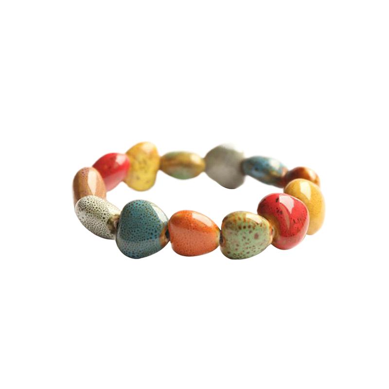 

1PC DIY Accessories Ceramic Stripe Watermelon Beads Bracelet Colorful Floral Glaze Beads Bracelet Handmade Jewelry