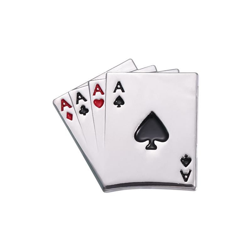Poker Series Kaart Broche: Schoppen, Klaveren, Ruiten, Harten Metalen Reversspeld Badge.