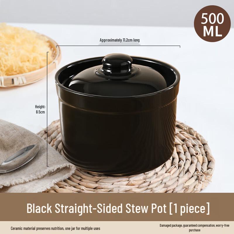 Thick Ceramic Double Boiler Stew Pot with Lid