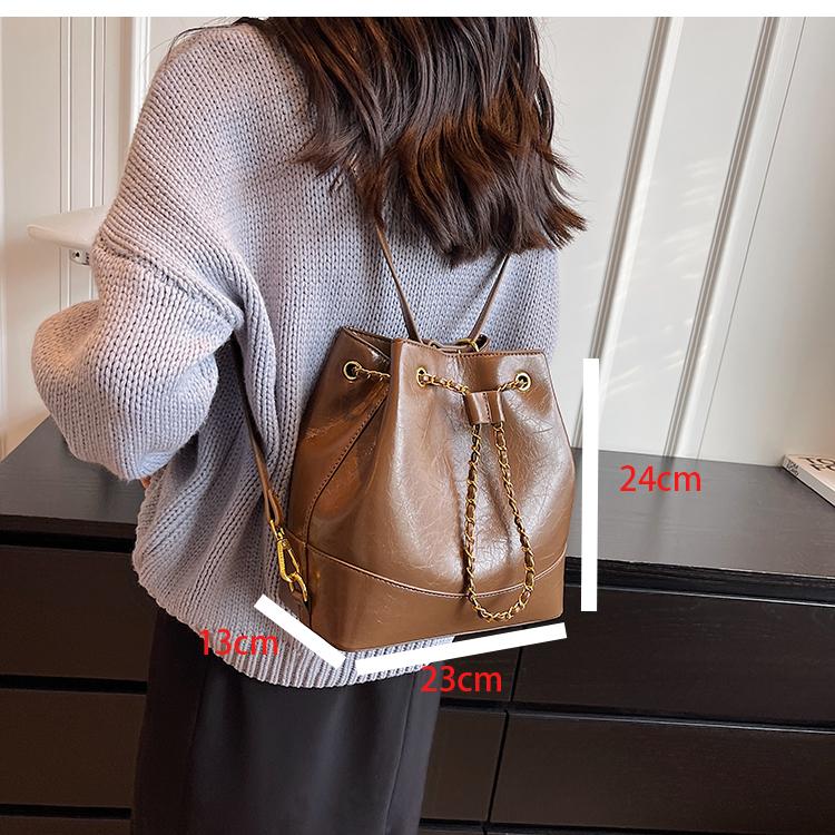 Vintage Damen Rucksack Herbst Winter Schickes Design Texturiertes PU-Leder Damen Eimerbeutel Beliebte Vielseitige Schultertasche