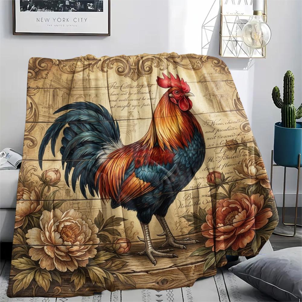 1PC Retro Floral Animal Print Flannel Blanket, High Quality All Seasons, Home Decor, Warmth and Comfort, Perfect for Christmas Gifts