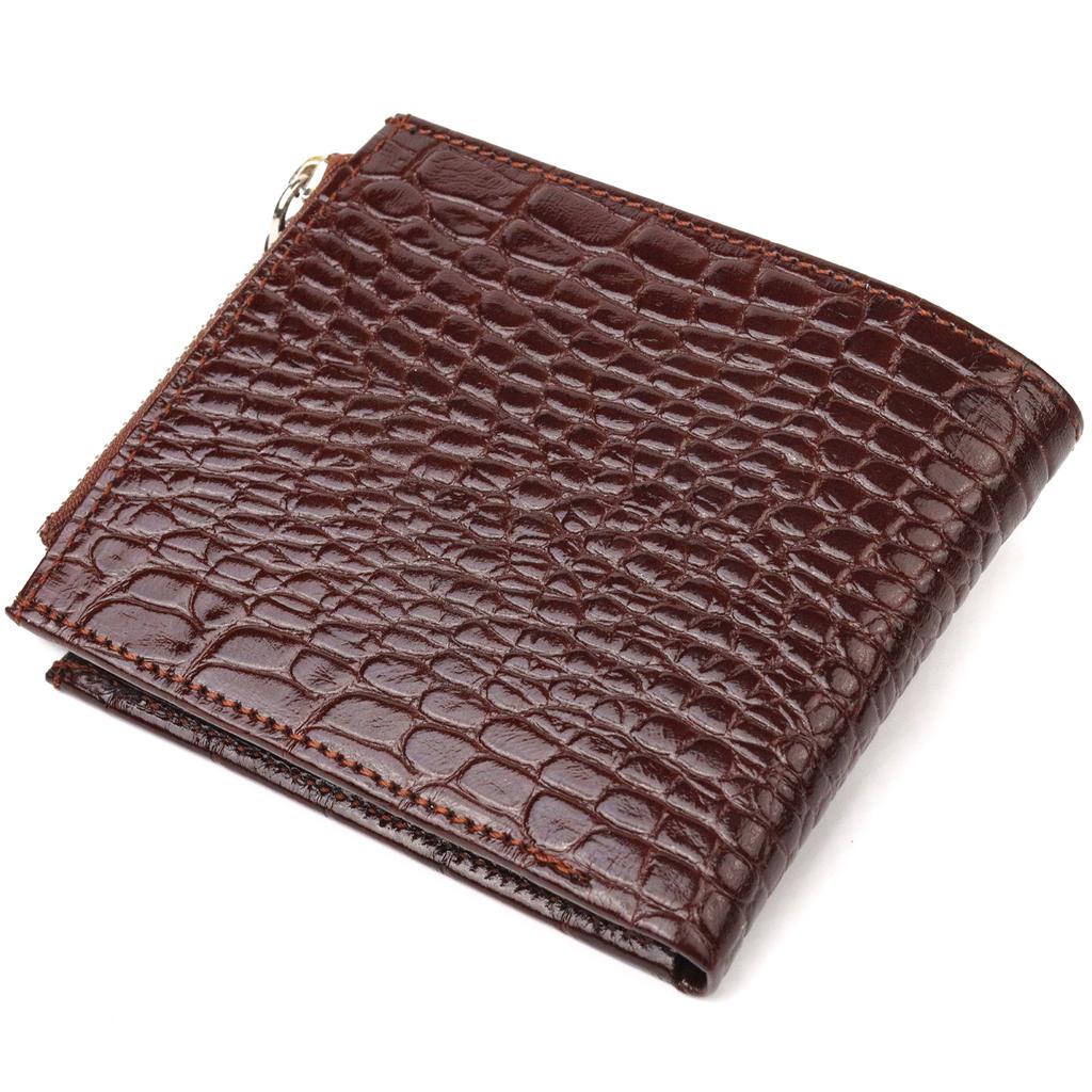 Horizontal Men's Wallet Made of Genuine Textured Leather CANPELLINI Purse 21503 Brown