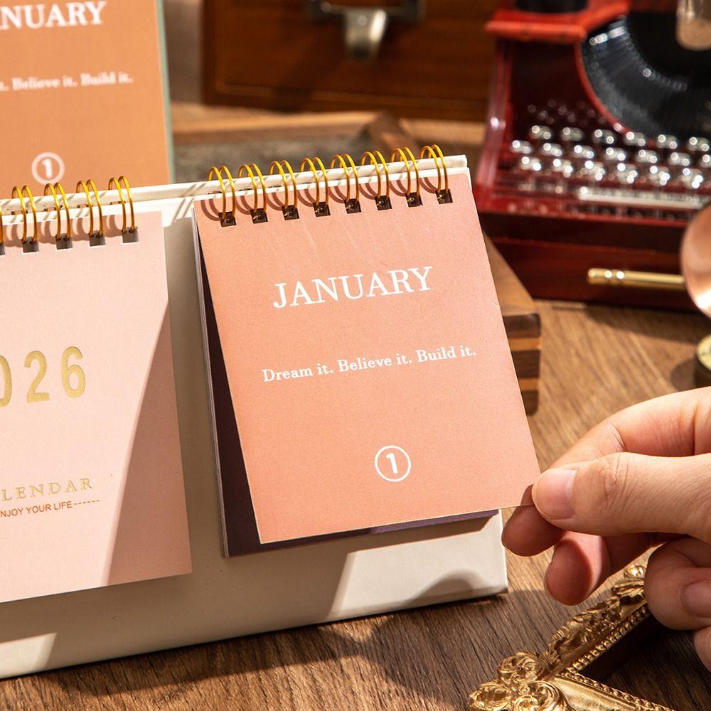 Double Sides 2026 Desktop Calendar Spiral Binding Memo Calendar Checklist Planner  Office Use