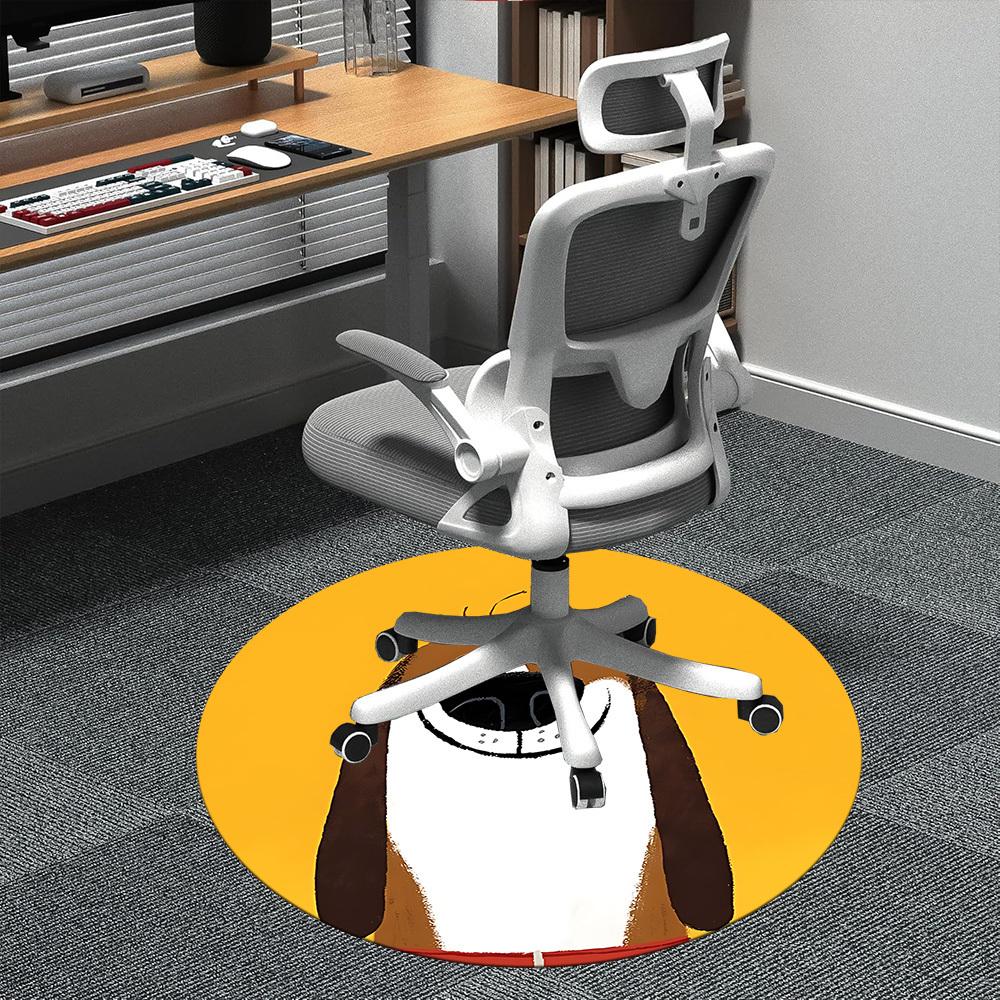 1PC Puppy Pet Office Round Area Rug, Mat Suitable ForOffice, Under Office Chairs Bedroom Living Room Home Decor, Room Deco