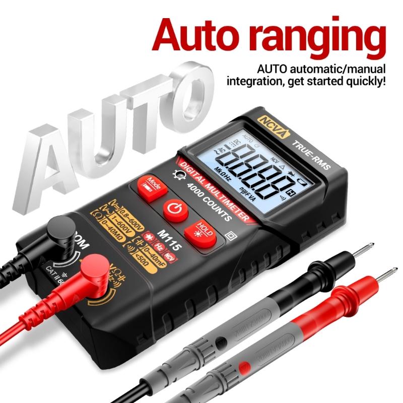 M114 4000 Counts Multimeter Digital Voltage Tester LCD Backlit Screen Multifunction NCV Resistance Testing Tool