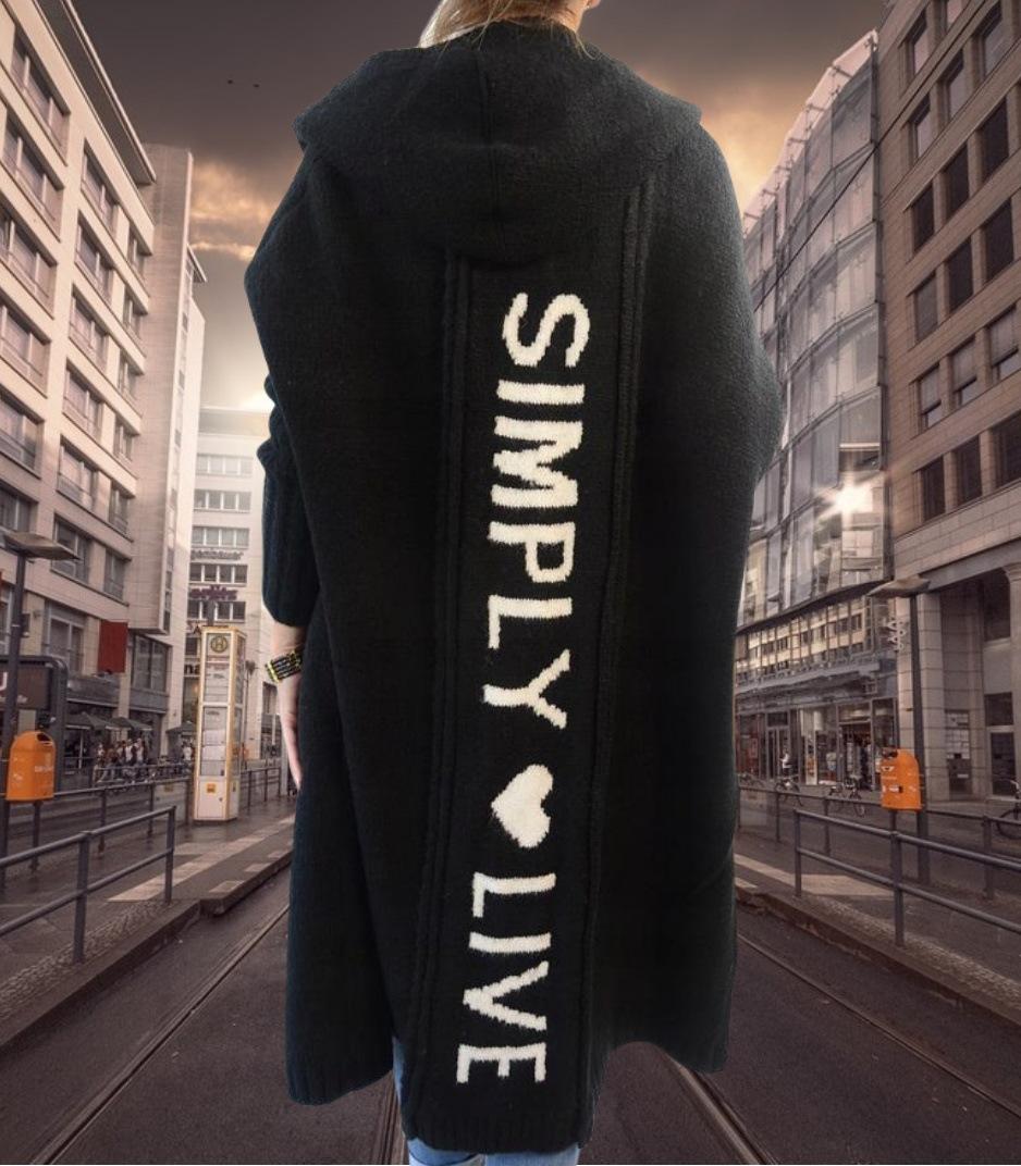 

Осенне-зимнее новое свободное вязаное пальто-кардиган средней длины с капюшоном L чёрный