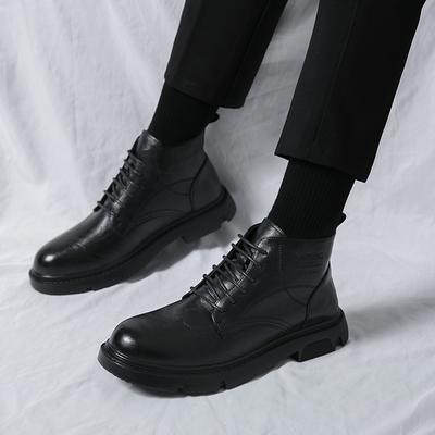 Fashion Fashion Genuine Leather Chelsea Boots for Mens Handmade Lace Up Boots British Style Men Light Ankle Boots Business Casual Shoes