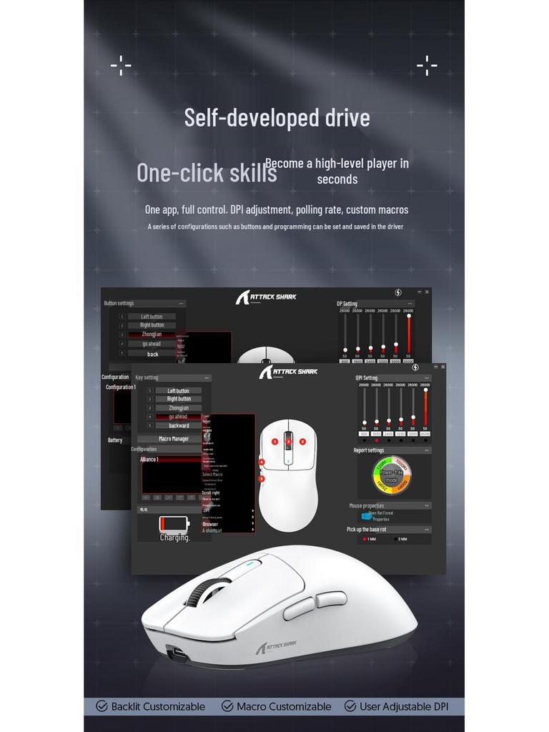 Attack Shark X3 Tri-Mode PAW3395 Wireless Gaming Mouse