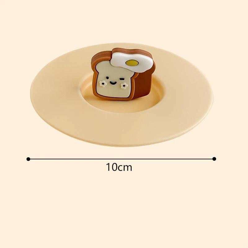 Lebensmittelecht 10cm Cartoon Silikon Tassenabdeckung Hitzebeständig Auslaufsicher Saugfähig Staubdicht Deckel für Küche Tägliche Nutzung Kaffeebecher