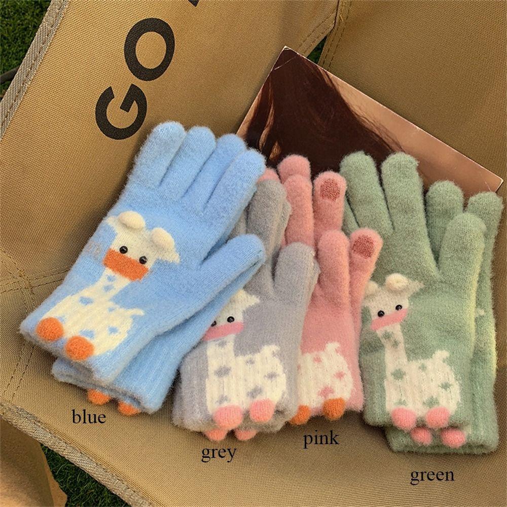 Толстые теплые перчатки с сенсорным экраном, перчатки на все пальцы ...