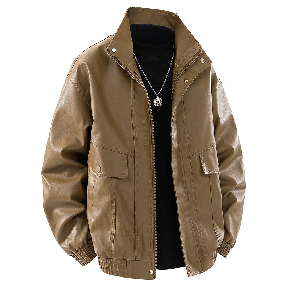 Men's Jacket New Work Jacket Men's Handsome Men's Spring and Autumn Casual Leather Jacket Top