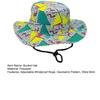 Bucket Hat Large Brim Colorful Geometric Pattern Fisherman Hat Secure Windproof Rope Portable Foldable Sun Protection Hat