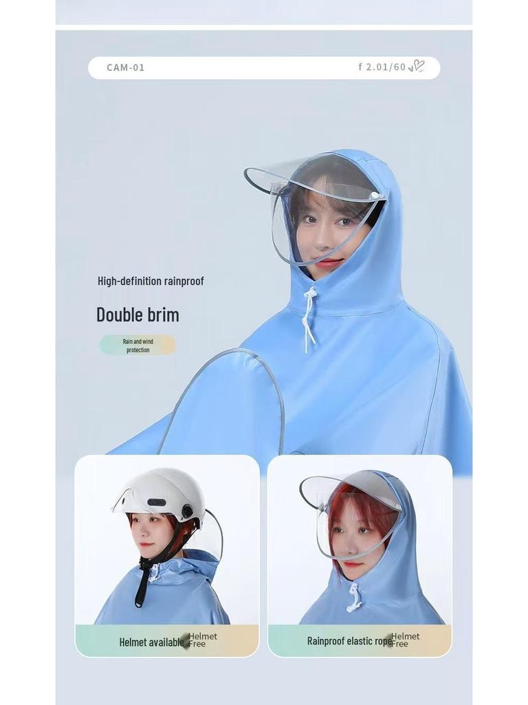 Adult Full-Body Electric Scooter Poncho: Thickened, Lengthened, Storm-Resistant, Single-Person Raincoat
