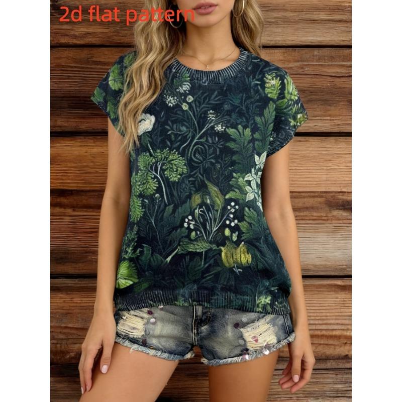 Spring and summer fashion new pullover round neck sleeveless women s top with flat digital printing trend women s top S