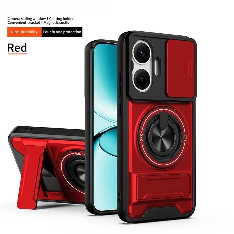 Für Xiao Poco F7 5G Hülle Rüstung Schiebbarer Kameraobjektivschutz Funda Für Poko Little F7 F 7 PocoF7 5G Magnetischer Ringständer Halter Abdeckung