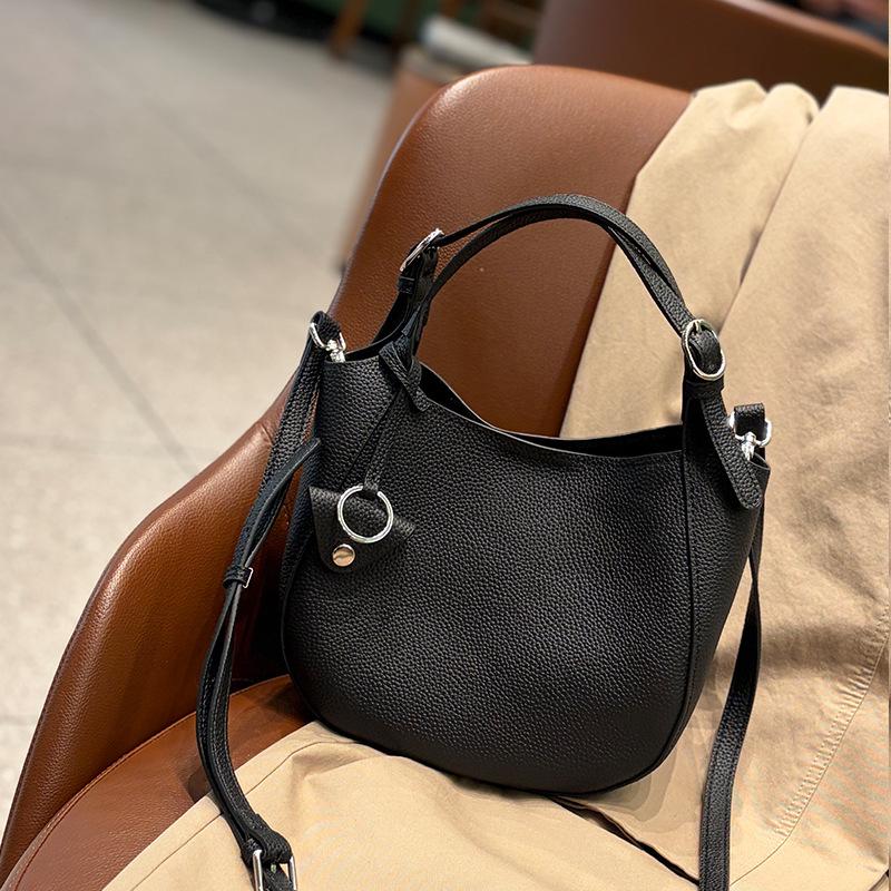 Высококачественная сумка через плечо из натуральной кожи, в форме ведра, в стиле корзины для капусты чёрный