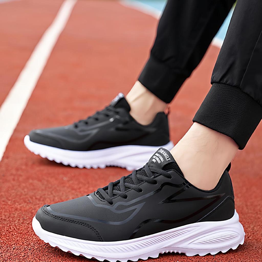 Men's Plus Size Waterproof Leather Sneakers - Non-Slip, Soft Sole, Versatile Casual Running Shoes for Autumn and Travel